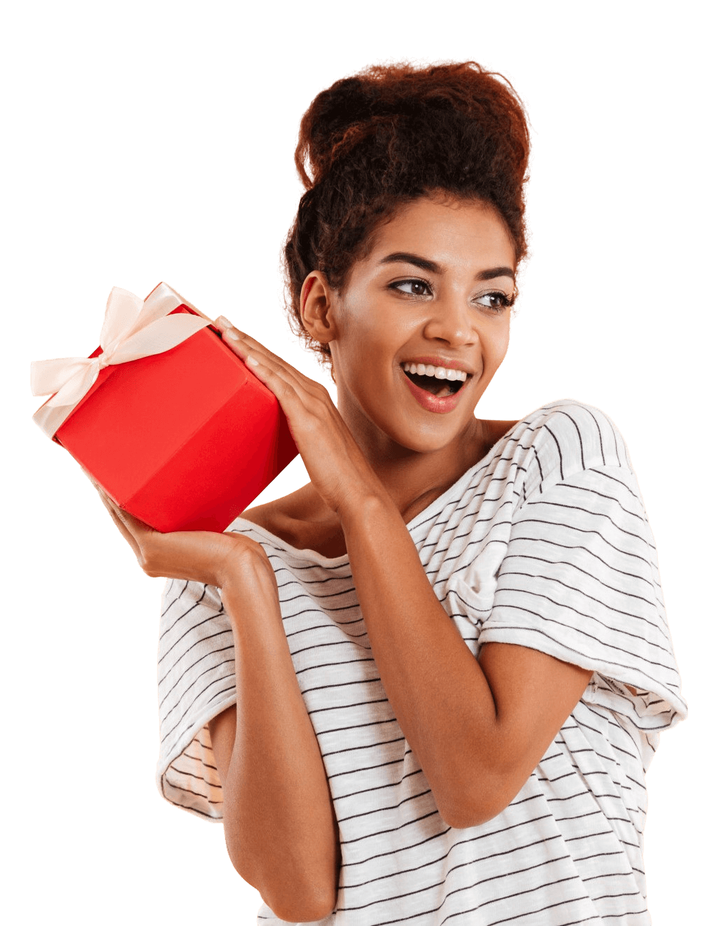 woman holding a gift